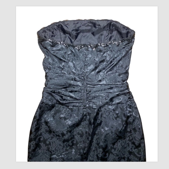 Sz 10 Scott McClintock VTG 80’s 90’s Goth Prom Dress Strapless Black Lace print - Picture 6 of 8